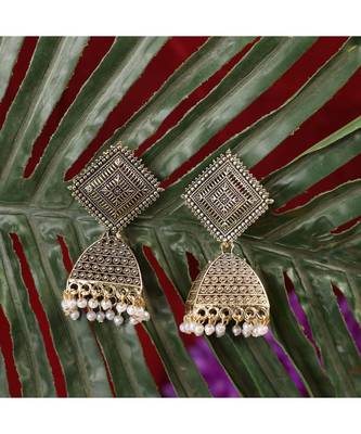 Antique Gold Plated Classic Jhumka Earring for Girls and Women 1
