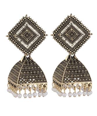 Antique Gold Plated Classic Jhumka Earring for Girls and Women 3