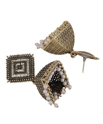 Antique Gold Plated Classic Jhumka Earring for Girls and Women 4