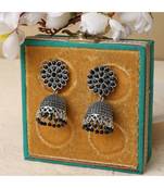 Oxidised Black Color Stone Studded Classic Jhumka Earring