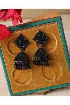 Black Colored Classic Jhumka Earring for Girls and Women