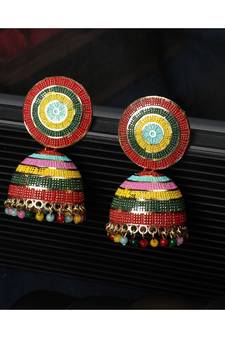 Enameled Multicolor Statement Jhumka Earring for Girls and Women
