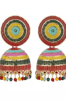 Enameled Multicolor Statement Jhumka Earring for Girls and Women