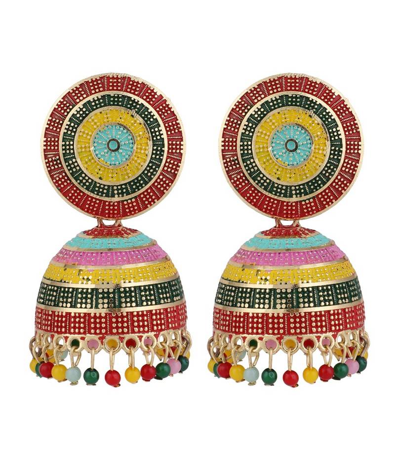 Enameled Multicolor Statement Jhumka Earring for Girls and Women