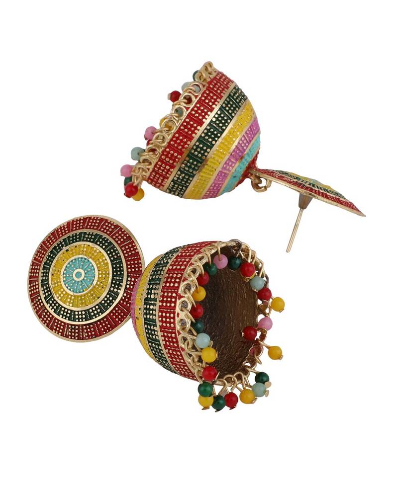 Enameled Multicolor Statement Jhumka Earring for Girls and Women