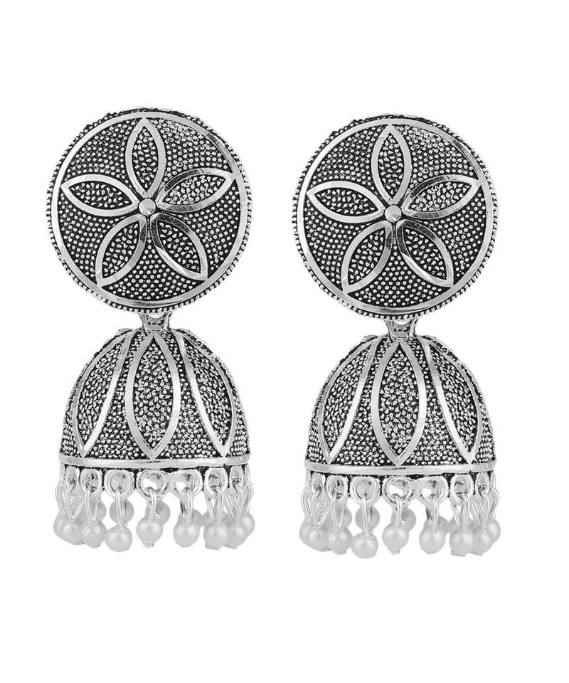 Classic Silver Plated Metallic Plated Jhumka Earring for Girls and Women
