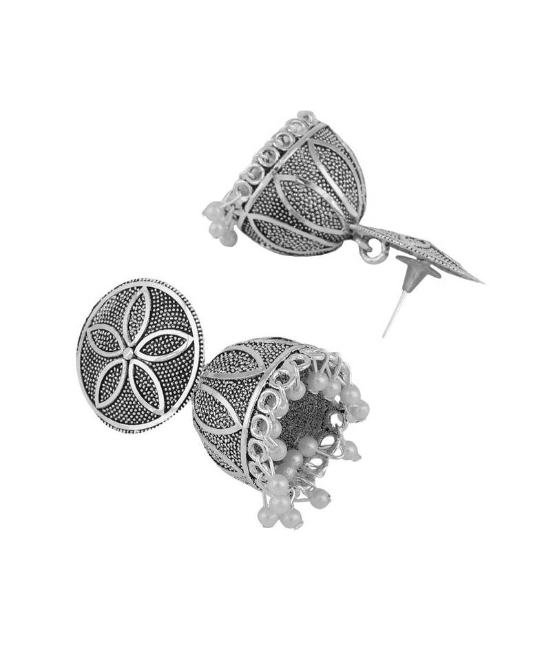 Classic Silver Plated Metallic Plated Jhumka Earring for Girls and Women
