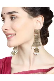 Antique Gold Dangle Drop Statement Jhumka Earring for Girls and Women