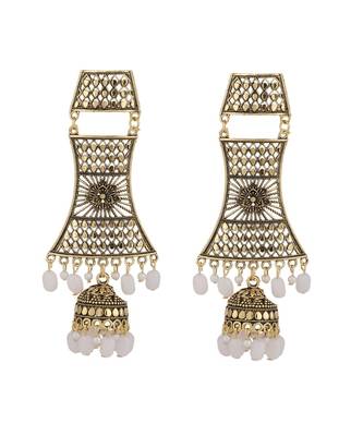 Antique Gold Dangle Drop Statement Jhumka Earring for Girls and Women 3