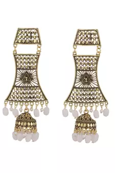 Antique Gold Dangle Drop Statement Jhumka Earring for Girls and Women