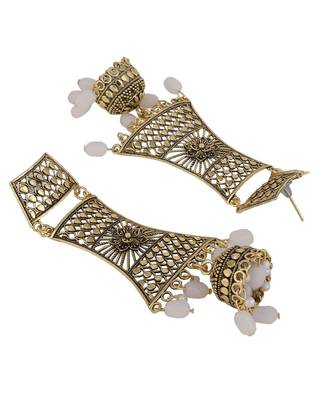 Antique Gold Dangle Drop Statement Jhumka Earring for Girls and Women 4