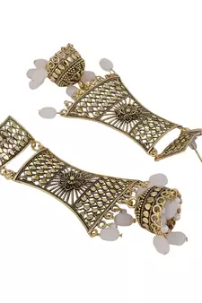 Antique Gold Dangle Drop Statement Jhumka Earring for Girls and Women