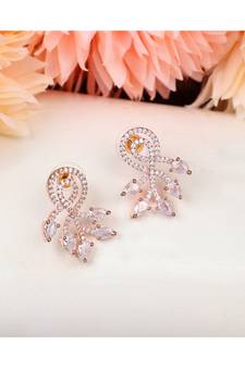 American Diamond Statement Rose Gold Stud Earring for Girls and Women