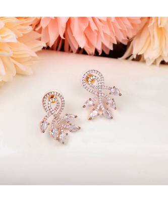 American Diamond Statement Rose Gold Stud Earring for Girls and Women 1