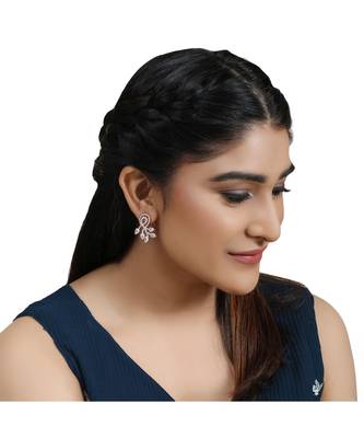 American Diamond Statement Rose Gold Stud Earring for Girls and Women 2