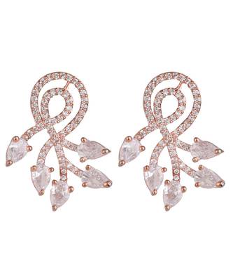 American Diamond Statement Rose Gold Stud Earring for Girls and Women 3