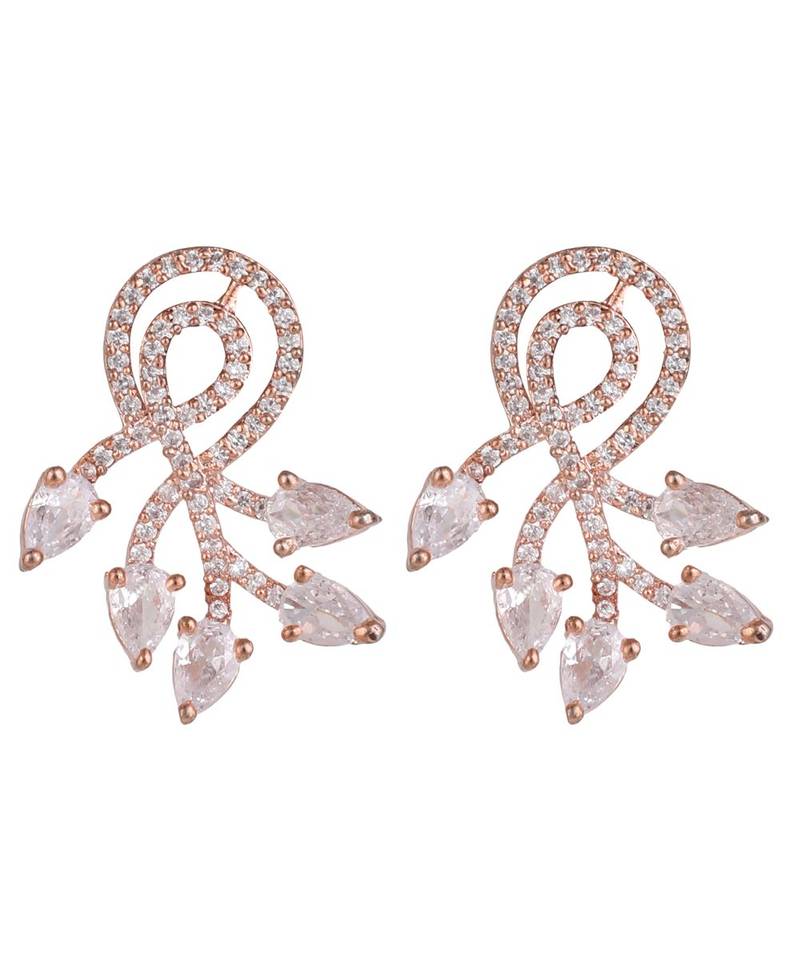 American Diamond Statement Rose Gold Stud Earring for Girls and Women