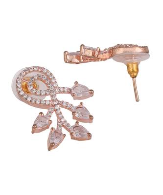 American Diamond Statement Rose Gold Stud Earring for Girls and Women 4