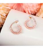 American Diamond Statement Rose Gold Half curved Stud Earring