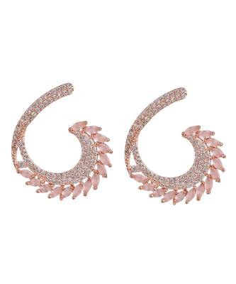American Diamond Statement Rose Gold Half curved Stud Earring 3