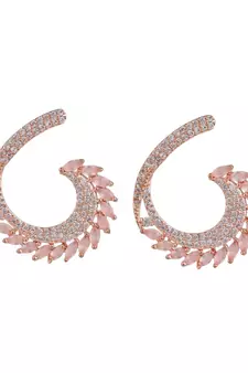 American Diamond Statement Rose Gold Half curved Stud Earring