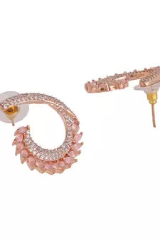 American Diamond Statement Rose Gold Half curved Stud Earring