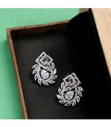 American Diamond Statement Silver Stud Earring for Girls and Women