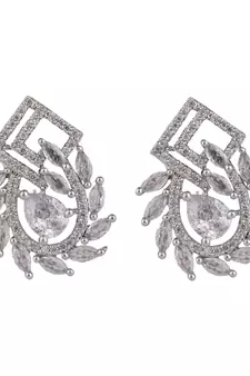 American Diamond Statement Silver Stud Earring for Girls and Women