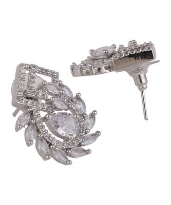 American Diamond Statement Silver Stud Earring for Girls and Women 4
