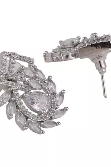 American Diamond Statement Silver Stud Earring for Girls and Women