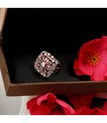 American Diamond Rose Gold Square shaped Cocktail Ring
