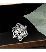 Absract Shape American Diamond Silver Cocktail Ring