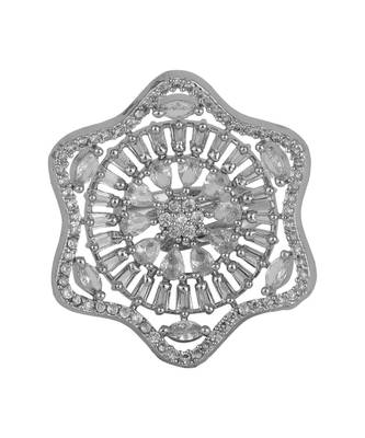 Absract Shape American Diamond Silver Cocktail Ring 3