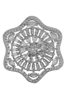 Absract Shape American Diamond Silver Cocktail Ring