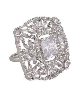 American Diamond Silver Symmentrical Cocktail Ring 3