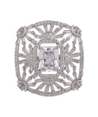 American Diamond Silver Symmentrical Cocktail Ring 4