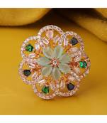 Rose Gold Floral Multicolor American Diamond Cocktail Ring