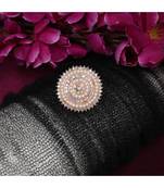 Rose Gold Stone and Pearl Studded Round Cocktail Ring
