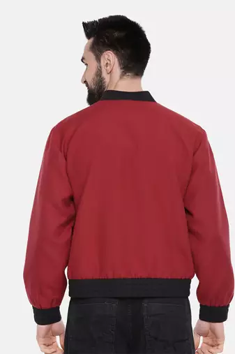 Mandala Embroidery Red Bomber Jacket