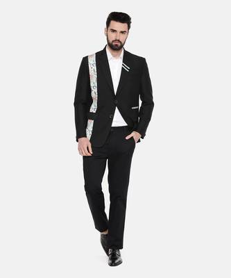 Black Printed Cotton Blazer 1