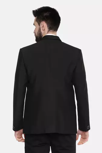 Black Printed Cotton Blazer