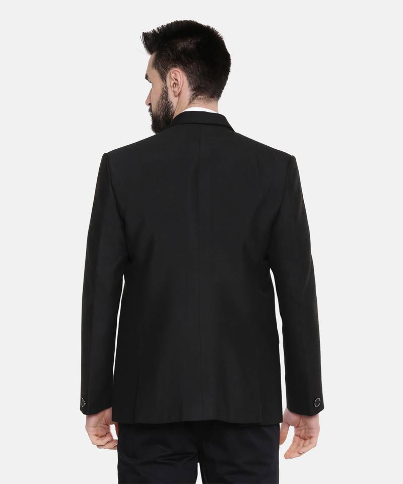 Black Printed Cotton Blazer