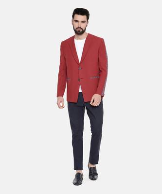 Red Printed Cotton Blazer 1