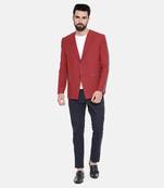 Red Printed Cotton Blazer