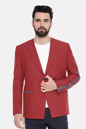 Red Printed Cotton Blazer