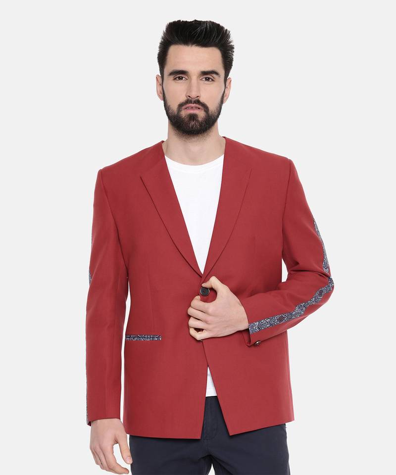 Red Printed Cotton Blazer