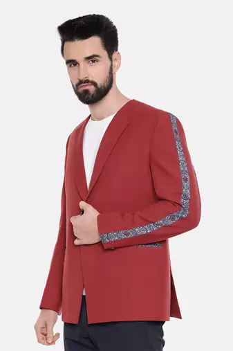 Red Printed Cotton Blazer