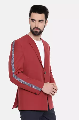 Red Printed Cotton Blazer
