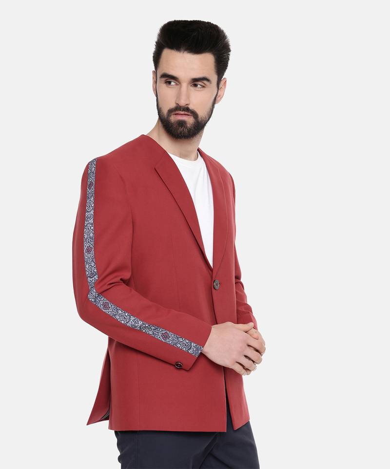 Red Printed Cotton Blazer