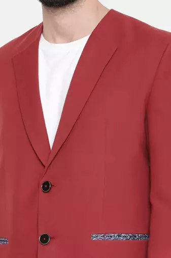 Red Printed Cotton Blazer
